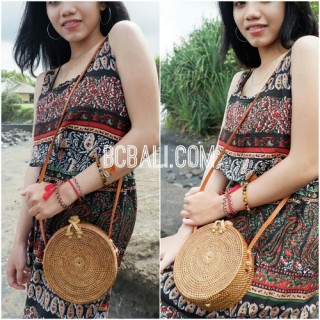 bali circle bags ata grass rattan strap handmade ethnic design